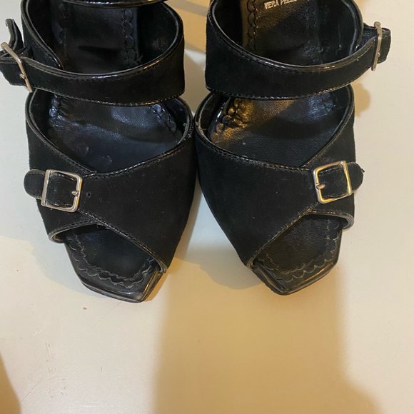 Browns Sexy Suede Leather Multi-Strap High Heel Sandals Black Silver Size 7 - Picture 7 of 9